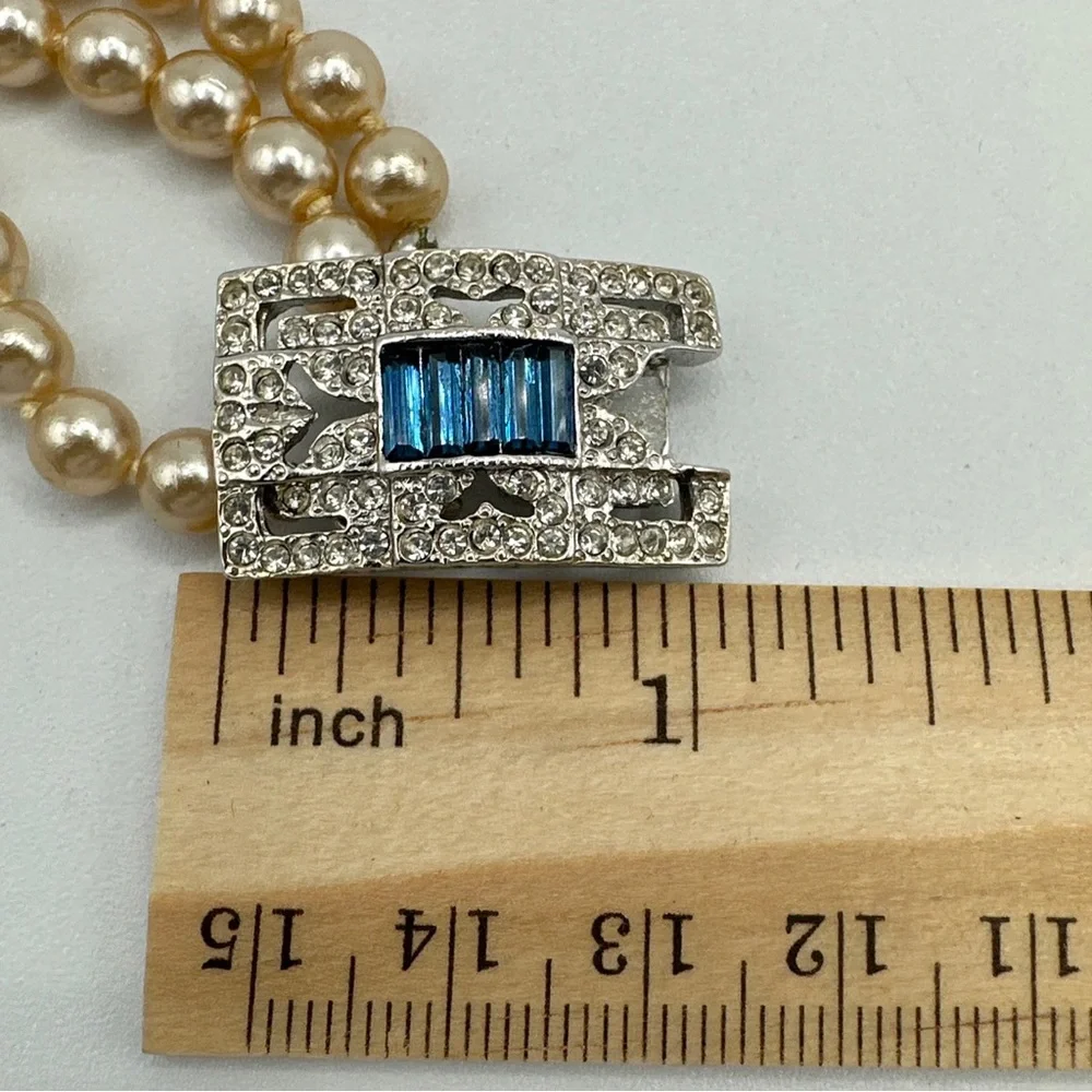 Rare Kenneth Lane Vintage Triple Strand‎ Faux Pearl Art Deco Style Bracelet #519 - Picture 2 of 7